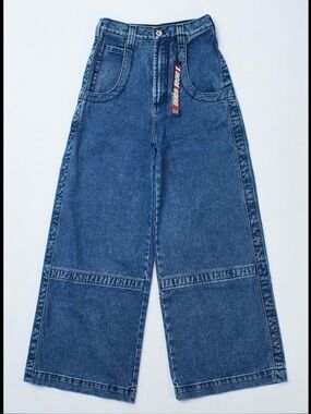 Vintage JNCO Blue Patchwork Wide Leg Jeans